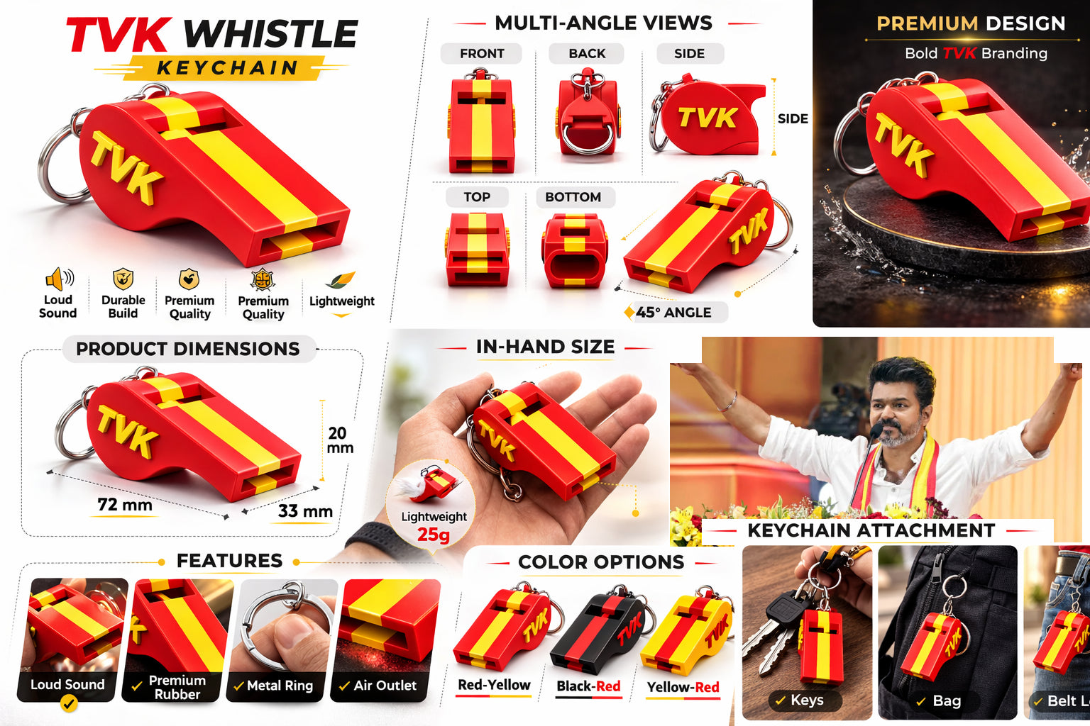 TVK Whistle Keychain | Fanclub Edition